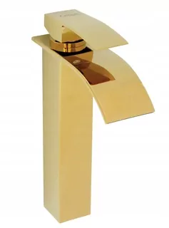 Stolná batéria zlatá, výška 28 cm, vodopádový prúd vody